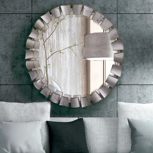 Espejo redondo circular con reloj de pared en el espejo – DERBE MUEBLES