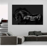 Foto sobre cristal caballo negro 150x100 cm.