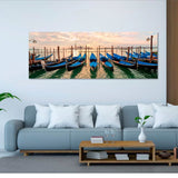 Foto sobre cristal piraguas en el mar 160x60 cm.