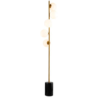Lámpara de pie cinco globos de cristal opaco Art Decó