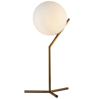 Lámpara de sobremesa de latón minimal design globo blanco alta