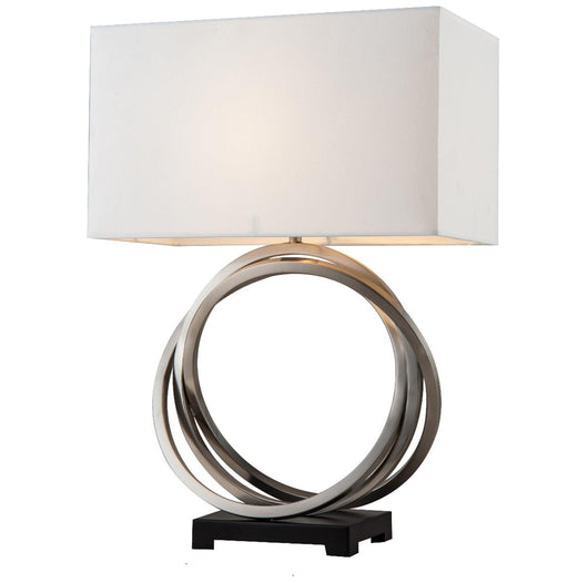 Lámpara clásica con círculos plateada y blanca