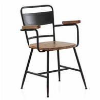 Silla con brazos industrial madera y hierro