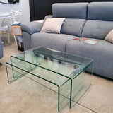 Cristal curvado - mesa de centro 80 x 50 cm.