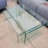 Cristal curvado - mesa de centro 90 x 50 cm.