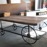 Mesa de centro industrial con ruedas 120 x 59.5 cm.