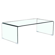 Cristal curvado - mesa de centro 90 x 50 cm.