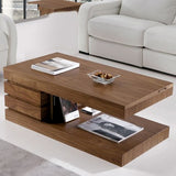Mesa de centro elevable con cristal negro 115 x 60 cm.