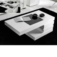 Mesa de centro elevable con cristal negro 90 x 90 cm.