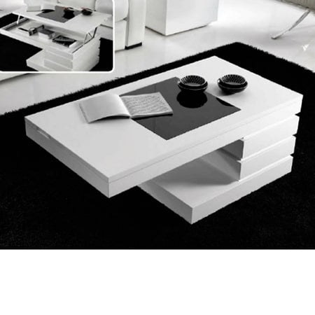 Mesa de centro elevable con cristal negro 100 x 50 cm. – DERBE MUEBLES