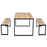 Set mesa comedor + 2 bancos Basic Industrial 140 x 80 cm.
