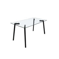 Mesa cristal con metal negro 140 x 80 cm.