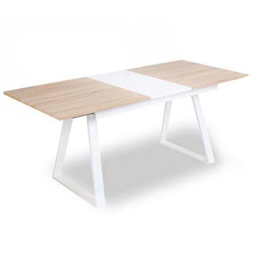 Mesa de comedor blanca y madera color roble, moderna, extensible – DERBE  MUEBLES