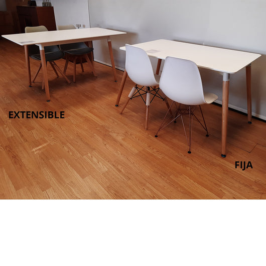CAMBIA TUS MUEBLES - Mesa comedor Nórdica. Mesa cocina blanca. Patas madera  de Haya. (Rectangular 120x80 cm)