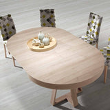 Mesa redonda extensible CHAPA DE HAYA 120-160-200 cm.
