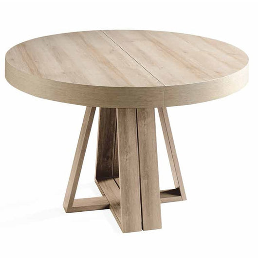 Mesa redonda extensible CHAPA DE HAYA 120-160-200 cm.