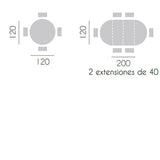 Mesa redonda extensible CHAPA DE HAYA 120-160-200 cm.