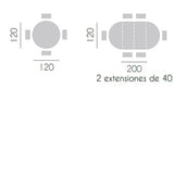 Mesa redonda extensible MELAMINA 120-160-200 cm.