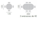 Mesa redonda extensible LACADA 120-160-200 cm.