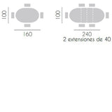 Mesa ovalada extensible MELAMINA 160-200-240 cm.