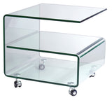 Cristal curvado - mesa auxiliar "6" con ruedas