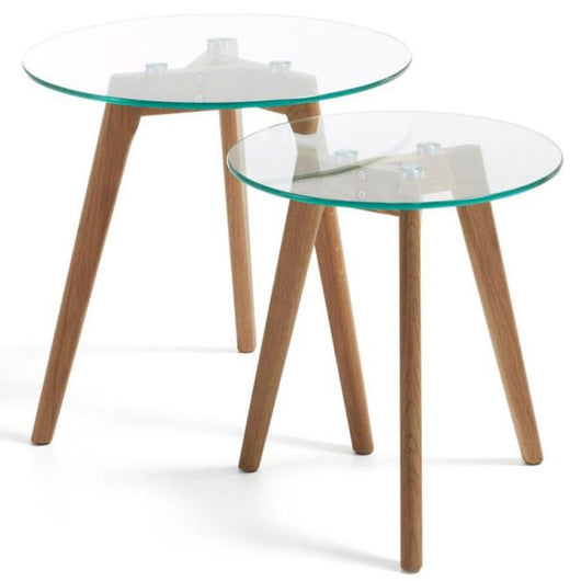 2 mesas de centro redondas de estilo nórdico 40 y 50 cm.