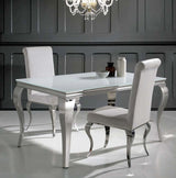 Mesa de comedor cromada 150 x 90 cm.