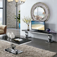 Mueble TV cristal blanco doble C Luxury 200 x 45 cm.