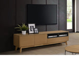 Mueble de TV de chapa de roble y laca gris 170 x 40 cm.