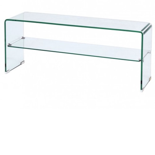 Cristal curvado con balda - mueble de TV 110 x 30 cm.