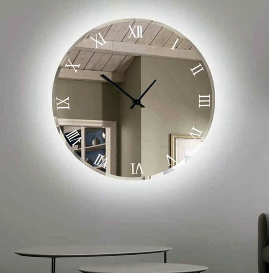 Espejo redondo circular con reloj de pared en el espejo – DERBE MUEBLES