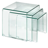 Cristal curvado - set de 3 mesas auxiliares