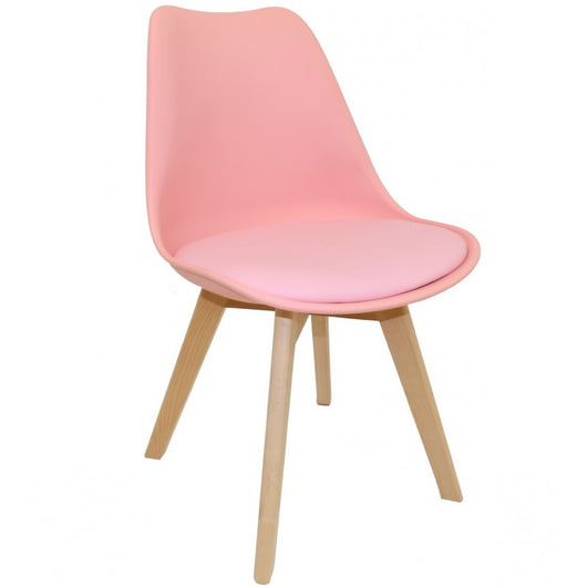 4 sillas con cojín y madera maciza rosa