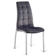 Silla capitoné respaldo alto terciopelo gris claro / oscuro