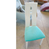 Silla de comedor o despacho, blanca con tapizado aguamarina, ELIGE
