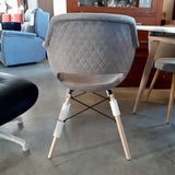 Sillón respaldo abierto tapizado gris / mostaza / menta