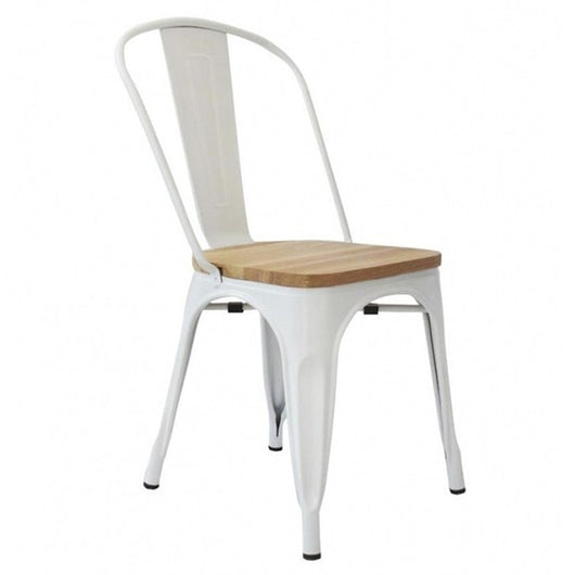 4 sillas Tolix blanco y madera
