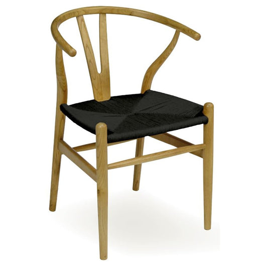 Silla Wishbone roble asiento negro