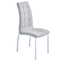 Silla capitoné respaldo alto tejido gris claro / oscuro
