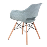 Sillón respaldo abierto tapizado gris / mostaza / menta