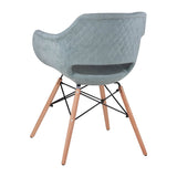 Sillón respaldo abierto tapizado gris / mostaza / menta