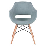 Sillón respaldo abierto tapizado gris / mostaza / menta