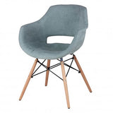 Sillón respaldo abierto tapizado gris / mostaza / menta