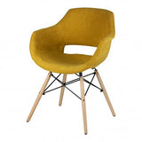 Sillón respaldo abierto tapizado gris / mostaza / menta