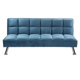 Sofá-cama libro terciopelo capitoné azul / gris