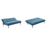 Sofá-cama libro terciopelo capitoné azul / gris