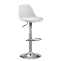 Taburete alto elevable blanco con cojín